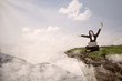 Businesswoman achieve success on mountain high