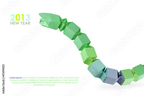 Illustration: Origami green snake Origami green snake