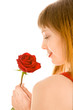 Photo: Attractive young woman with red rose Attractive young woman with red rose