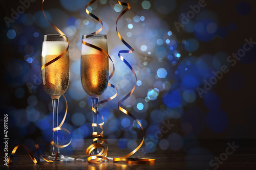 Photo: Glasses of champagne at new year party Glasses of champagne at new year party