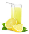 Photo: Lemonade or lemon juice isolated on white Lemonade or lemon juice isolated on white