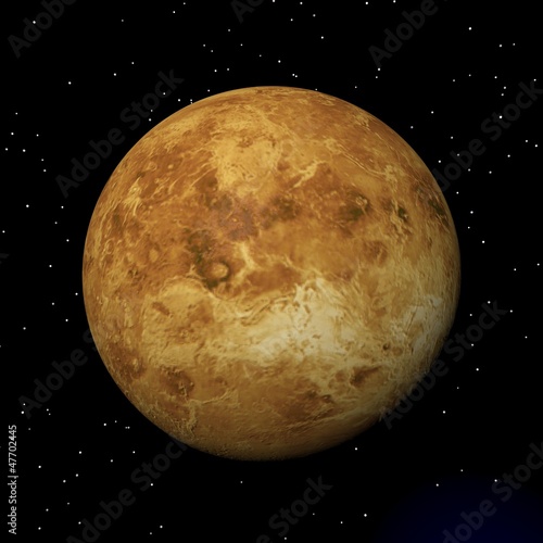 Illustration: Venus planet at night - 3D render Venus planet at night - 3D render