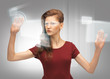 teenage girl working with virtual screen