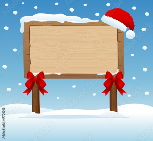 Vector: wooden signboard in christmas concept wooden signboard in christmas concept