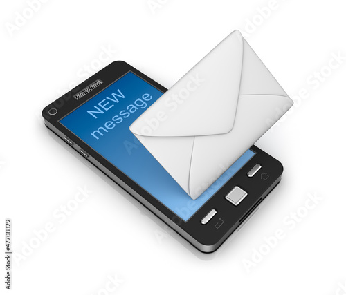 Illustration: Cell phone email icon concept. Isolated on white. Cell phone email icon concept. Isolated on white.