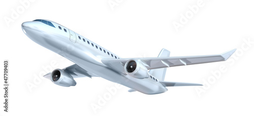 Illustration: Commercial airplane concept. My own design. Isolated on white Commercial airplane concept. My own design. Isolated on white