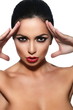 glamor sexy model with red lips,bright makeup