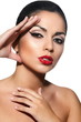 glamor sexy model with red lips,bright makeup