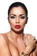 glamor sexy model with red lips,bright makeup