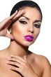 glamor sexy model with pink lips,bright makeup