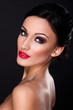 beautiful sexy  young model with red lips,bright makeup