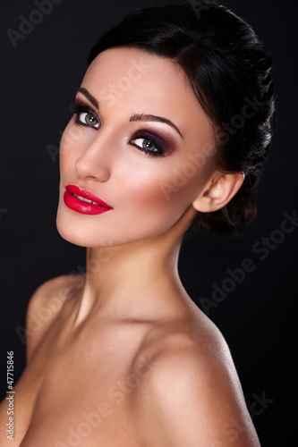 Photo: beautiful sexy young model with red lips,bright makeup beautiful sexy young model with red lips,bright makeup