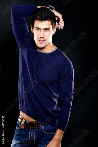 Photo: fashion sexy attractive handsome stylish man in casual cloth fashion sexy attractive handsome stylish man in casual cloth