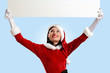 santa girl with a blank banner
