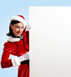 santa girl with a blank banner