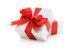 Photo: Gift boxes with red ribbon and bow Gift boxes with red ribbon and bow