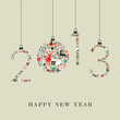 Vector: Christmas icons hanging 2013 new year Christmas icons hanging 2013 new year