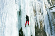 Ice climbing the waterfall.