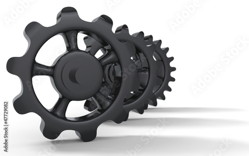Illustration: Schwarze Zahnräder isoliert 1 Schwarze Zahnräder isoliert 1