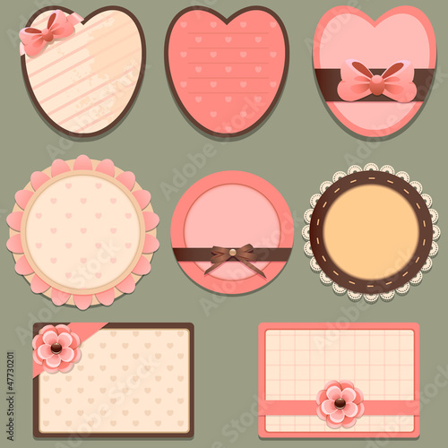 Vector: Vintage stickers with hearts Vintage stickers with hearts