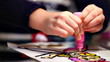 Little girl painting in concentration