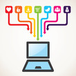 Vector: different social media icon connect with laptop different social media icon connect with laptop