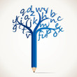 Vector: education pencil tree with alphabet stock vector education pencil tree with alphabet stock vector