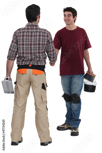 Photo: Construction workers greeting Construction workers greeting