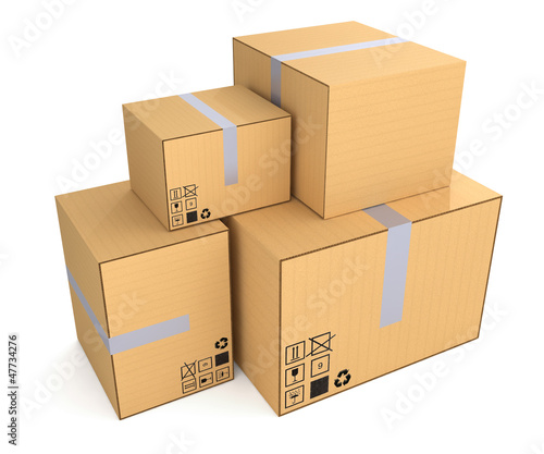 Illustration: Boxes isolated on white - Packaging Boxes isolated on white - Packaging