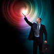 Businessman with light shining