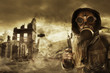 Post apocalyptic survivor in gas mask