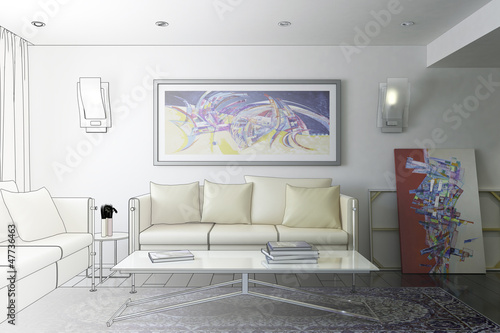 Illustration: Modern Room with Artwork II Modern Room with Artwork II