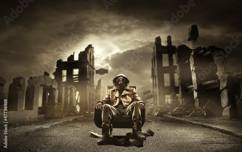 Photo: Post apocalyptic survivor in gas mask Post apocalyptic survivor in gas mask