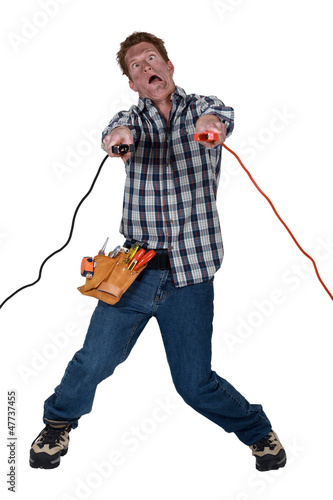 Photo: Man being electrocuted Man being electrocuted