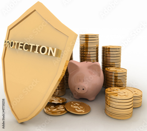 Illustration: protection of finance. 3d illustration on white background protection of finance. 3d illustration on white background