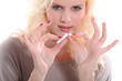 Blond woman giving up smoking