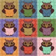 patchwork background with owls