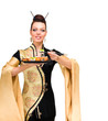 portrait of young woman with sushi