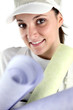 Female decorator holding selection of wall paper