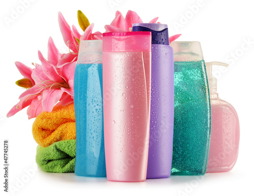 Photo: Plastic bottles of body care and beauty products Plastic bottles of body care and beauty products
