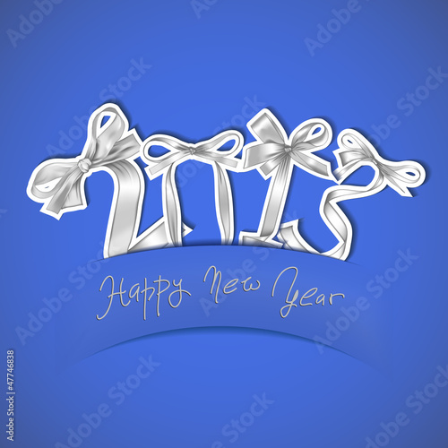 Vector: New year 2013 silver ribbons greeting card New year 2013 silver ribbons greeting card
