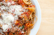 gluten free pasta noodles with home made meat and tomato sauce