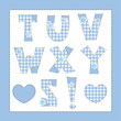 Vektor: Blue fabric alphabet. Letters T, U, V, W, X, Y, Z Blue fabric alphabet. Letters T, U, V, W, X, Y, Z