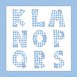 Vektor: Blue fabric alphabet. Letters K, L, M, N, O, P, Q, R, S Blue fabric alphabet. Letters K, L, M, N, O, P, Q, R, S
