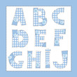 Vektor: Blue fabric alphabet. Letters A, B, C, D, E, F, G, H, I, J Blue fabric alphabet. Letters A, B, C, D, E, F, G, H, I, J