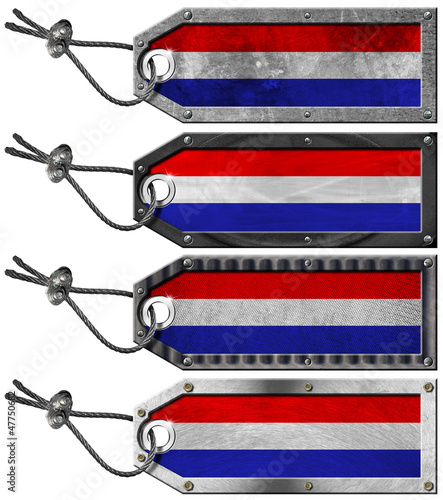 Illustration: Netherlands Flags Set of Grunge Metal Tags Netherlands Flags Set of Grunge Metal Tags