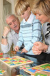 Family completing a puzzle together