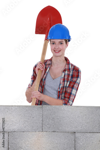 Photo: Construction worker with a shovel Construction worker with a shovel