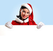 santa girl with a blank banner