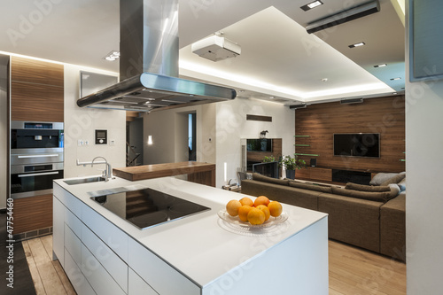 Photo: Modern kitchen with living room Modern kitchen with living room